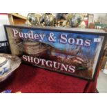 Purdey & Sons Cased Pheasant Taxidermy Hunting Shotguns Advertising Box, 88x21x39cm