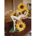 Carlton Ware Porcelain Figurine - The Carlton Girl 'Sunflower' - Limited Edition 302/600, Ht 27cm