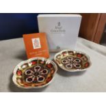 Pair of Royal Crown Derby Old Imari 1128 Trinket Dishes - One boxed