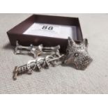 925 Silver marked Fox Brooch, + Fox and Horsehoe Brooches - Hunting interest