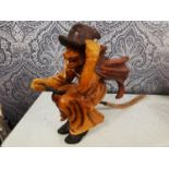 Large Ornately Fashioned Witch and Broomstick Halloween Figure