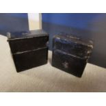 Matching Pair of Victorian Morocco Leather Wrapped Travelling Ink & Vesta Cases