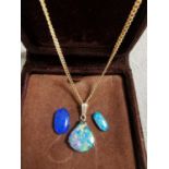 Opal Pendant 9ct Gold Necklace + Stones