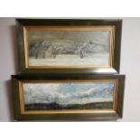 Pair of Countryside Acryllic/Oils by R.M. Eaton (British 20th Century)