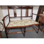 Arts & Crafts 1920's Upholstered Love Seat Chair, 111x54x91cm