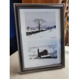 Framed Signed Pair of Peter Brook (1927-2009) Winter Scene Prints, 35x24cm