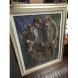 Vintage Watercolour of a Yorkshire Old Man & Friend by David Newbould (1938-)