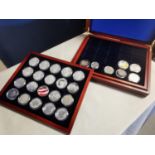 Boxed Collection of 28 Mixed Silver Coins - total approx weight inc cases 900g