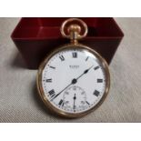 Buren Grand Prix 9ct Gold Swiss Made Pocketwatch - total weight 81.6g