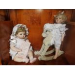 Pair of Antique Dolls Toys inc a 1912 Schoenhut Wooden Doll