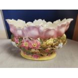 Antique Majolica-Style Zsolnay Hungary Floral Pottery Planter