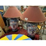 Pair of Chinese Handpainted Lamps, 55cm
