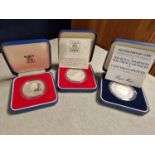 Trio of Guernsey, Charles & Diana and 1977 Jubilee Silver Proof Coins - 85g total