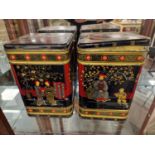 Pair of Chinese Tin Tea Caddy Canisters