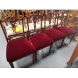 Well Upholstered Set of Four Edwardian Dining Chairs