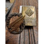 German Westwall 1938 Army Issue Matchbox Holder + a Swastika Eagle Brooch