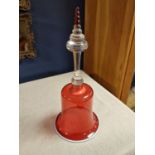 Late Victorian Red Blow n Glass Centrepiece or Candle Holder, 27cm high