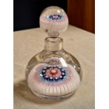 Early Victorian Stourbridge Millefiori Floral Scent Bottle Paperweight