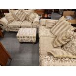 Knightsbridge 2pc Well-Upholstered Sofa Suite + Pouffe/Footstool - VGC