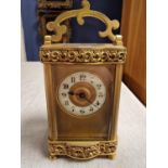 Antique French Armand Couaillet Freres Gilt Brass Carriage Clock