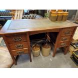 Oak Vintage Leather Topped Desk