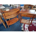 Pair of Nice Cherrywood Hall Tables, one with a nice Marble top
