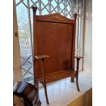 1940's Inlaid Wood Candle-stand and Fire Screen