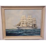 Pair of 20th century Oil Paintings showing sailing/clipper ships, signed Howe 1989 & 1979. 62x54cm