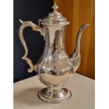 1884 Hallmarked London Silver Coffee Pot inscribed to the body with a latin phrase - 835g