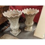 Pair of Edwardian Heavy Fluted Top Pottery/Composite Planters