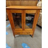 Warm Oak Mid-Century Cupboard/Glass-Fronted Bookcase