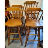 Trio of 1970's Pine Farmhouse High Chairs