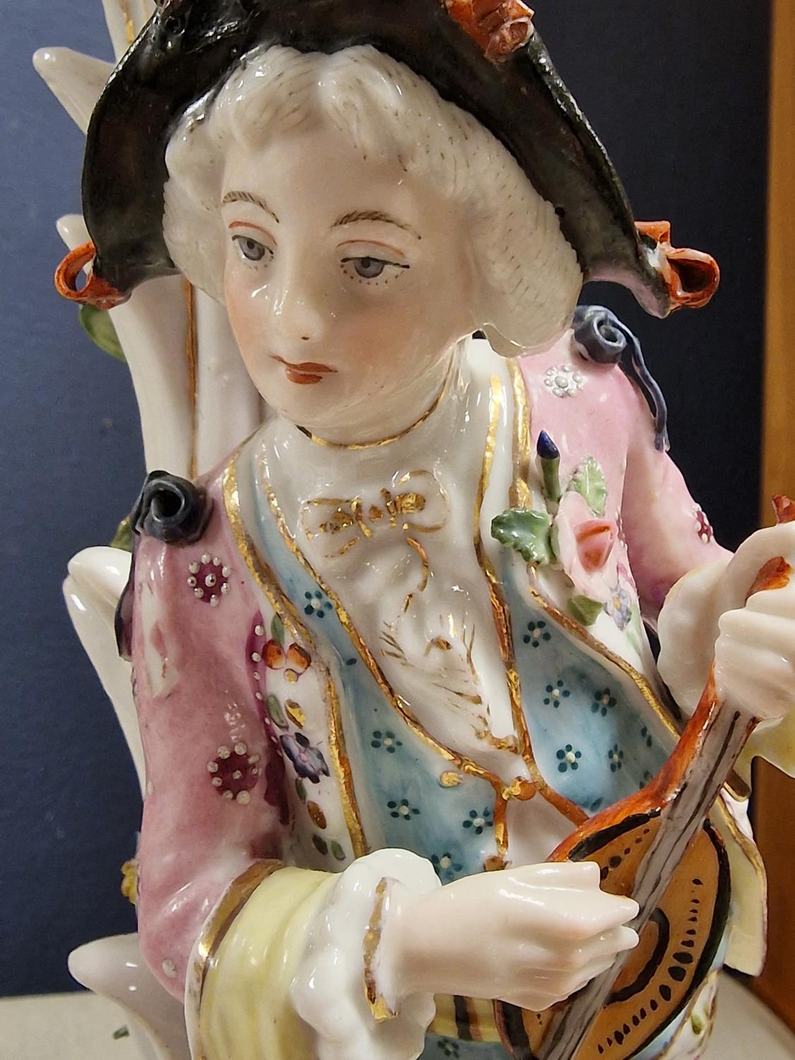 Antique European Porcelain Classical Candlestick w/partial crossed swords Meissen mark to base - Image 2 of 3