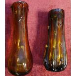 A Pair of Smoky Brown Art Glass Vases, likely Sklo Union
