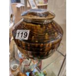 Mottled Brown Antique Korean Lidded Ginger Jar