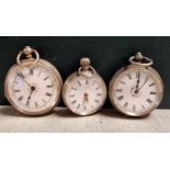Trio of .800 Silver Ladies Pocketwatches likely European, 112g total