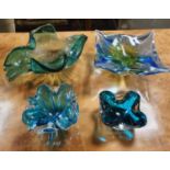 Set of Four 1970's European Cut Glass Dishes