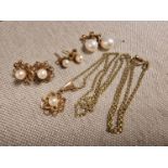 Assorted 9ct Gold Pearl Jewellery - 5.9g