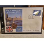 Commemorative 1992 50p Pence Piece Currency First Day Cover - British Presidency of Europe