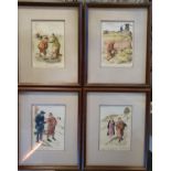 Quartet of Framed 1920's Punch Almanac/Magazine Golf or Golfing Prints