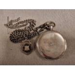 Excellent Hallmarked Silver Hunter Pocketwatch, Albert Chain & Fob (1906) - total weight 161g