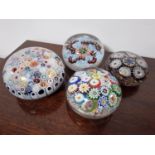 Collection of Millefiori & Other Vintage Paperweights - possibly Stourbridge Glass