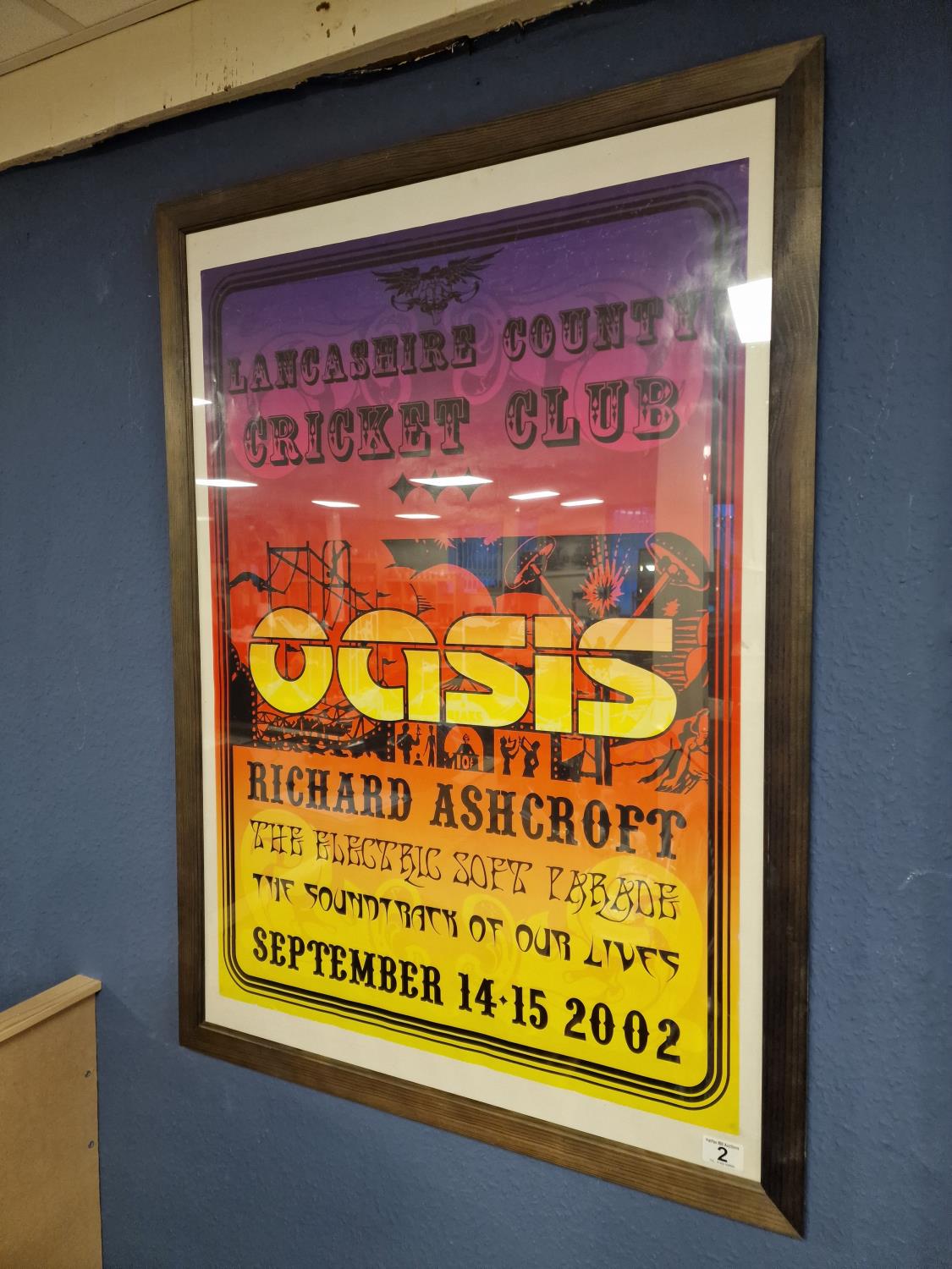 Large Framed 2002 Oasis Tour Poster featuring Richard Ashcroft (Verve), Indie, Britpop, Gallagher -