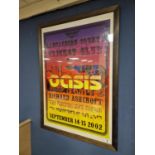 Large Framed 2002 Oasis Tour Poster featuring Richard Ashcroft (Verve), Indie, Britpop, Gallagher -