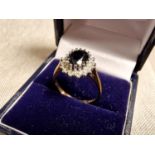 9ct Gold, Sapphire & Diamond Ring - size m