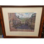 Artist's Proof Print of a Haworth Yorkshire Street Scene by J Mackie