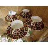 Four Royal Crown Derby 1128 Imari Tea Cup and Saucer Sets