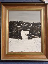 Original Peter Brook (1927-2009) Sheepdog Winter Scene Art - 'Sheep Dog Working'
