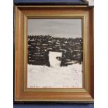 Original Peter Brook (1927-2009) Sheepdog Winter Scene Art - 'Sheep Dog Working'