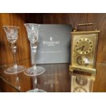 Pair of Waterford Candlesticks + a German Schatz Carriage Clock